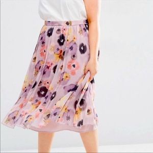 ASOS CURVE Pleated MIDI Floral Skirt